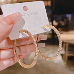 Gold Rhinestone Hoop Earrings